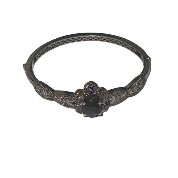 Karis Malagasy Labradorite & Multi Gemstone Filigree Vermeil Hinged Bracelet - Picture 3 of 16